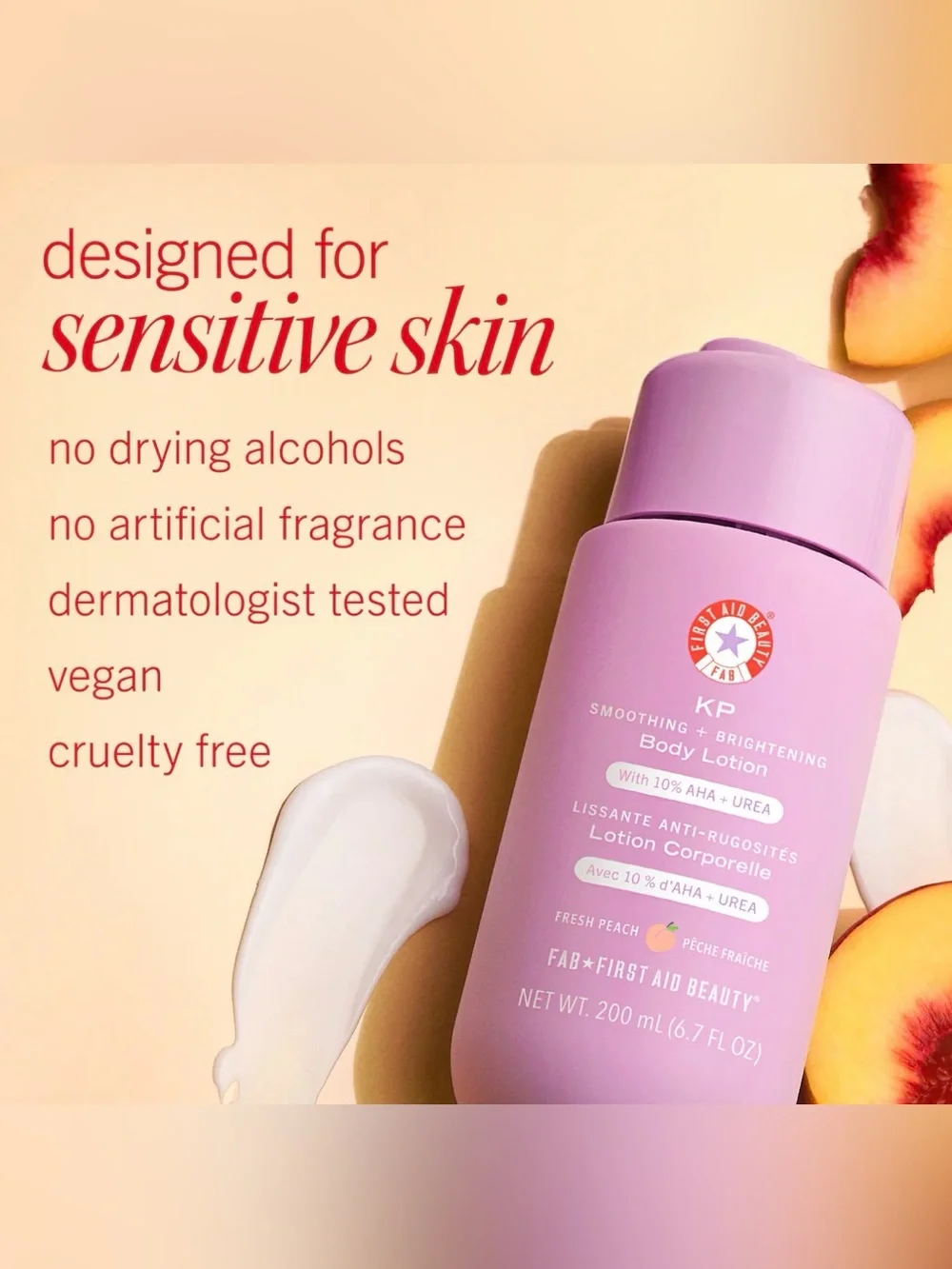 First Aid Beauty KP Smoothing + Brightening Body Lotion - Fresh Peach